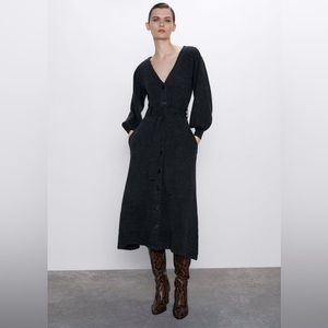 Zara knit midi dress with buttons